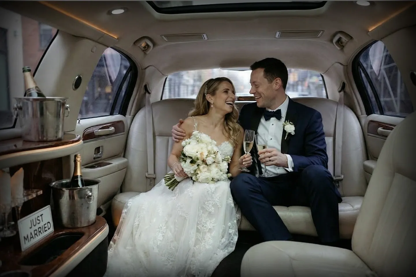 Stretch limousine for weddings in Queens, NY with chauffeur service