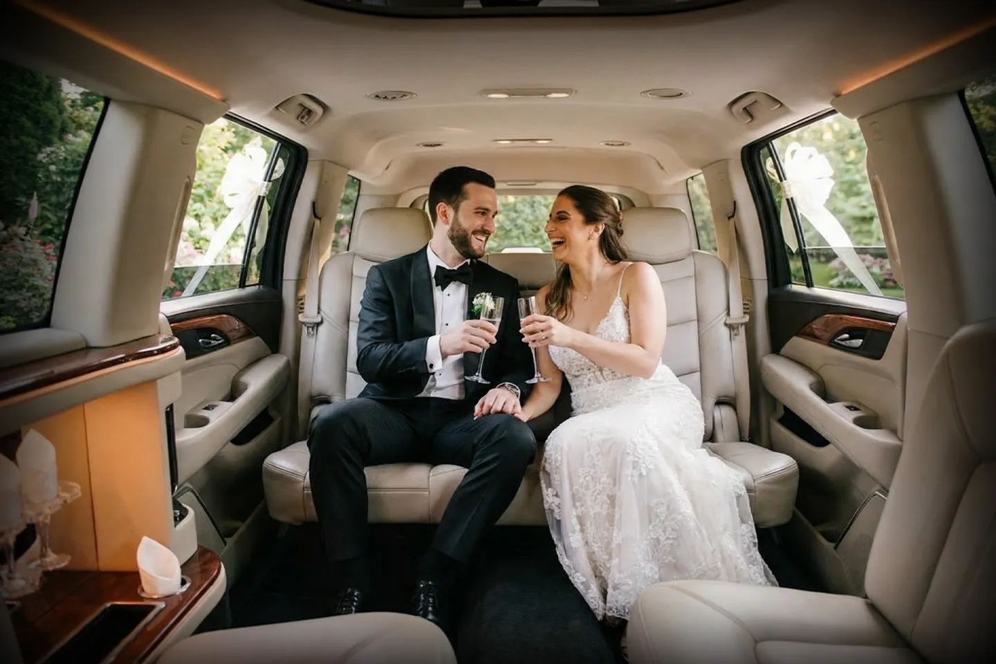 Luxury wedding limo service in Rockland, New York with professional chauffeur