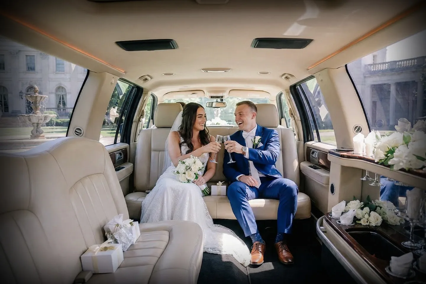 Luxury wedding limo service in Westchester, New York with professional chauffeur