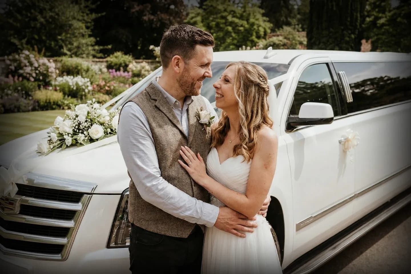 Elegant stretch limousine for weddings with chauffeur service