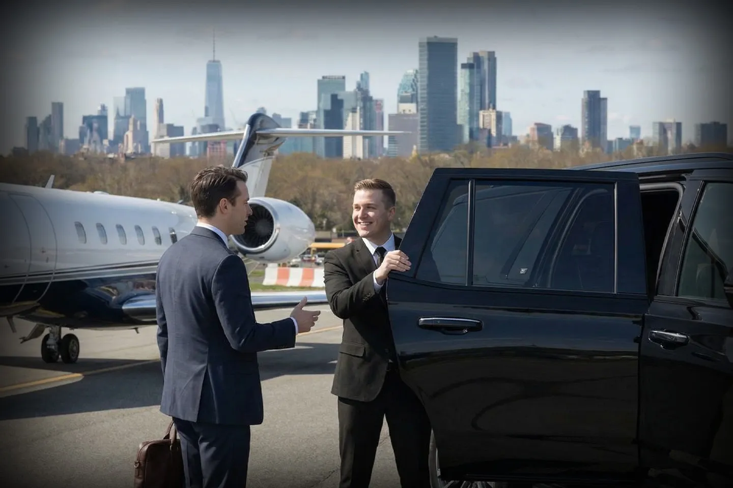 Luxury black car service for airport pickup and drop-off in New York