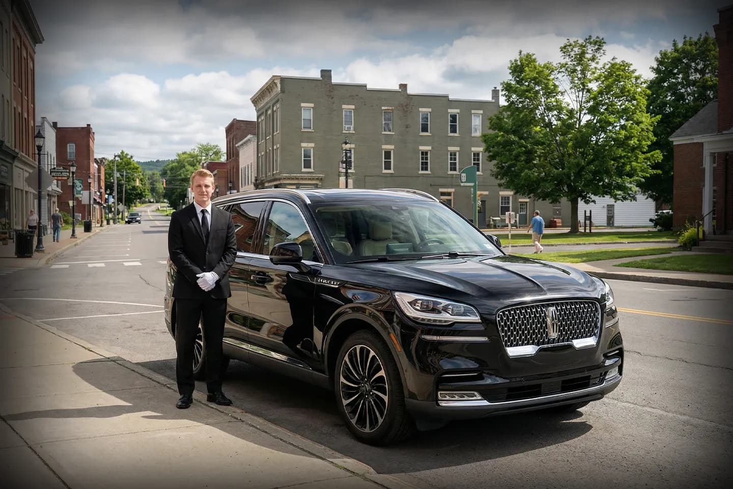 Airport pickup by Chenango car service vehicle