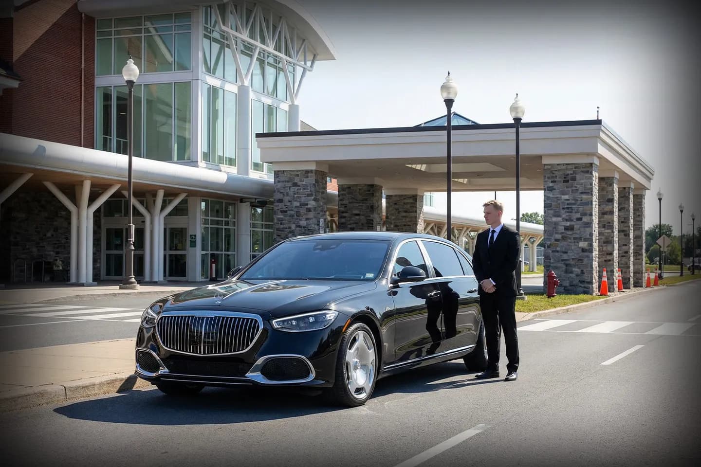 Private luxury car service providing airport transfer at Plattsburgh International Airport
