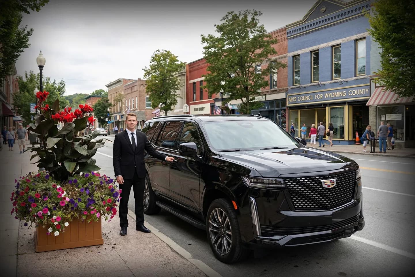 Premium black car from Wyoming car service