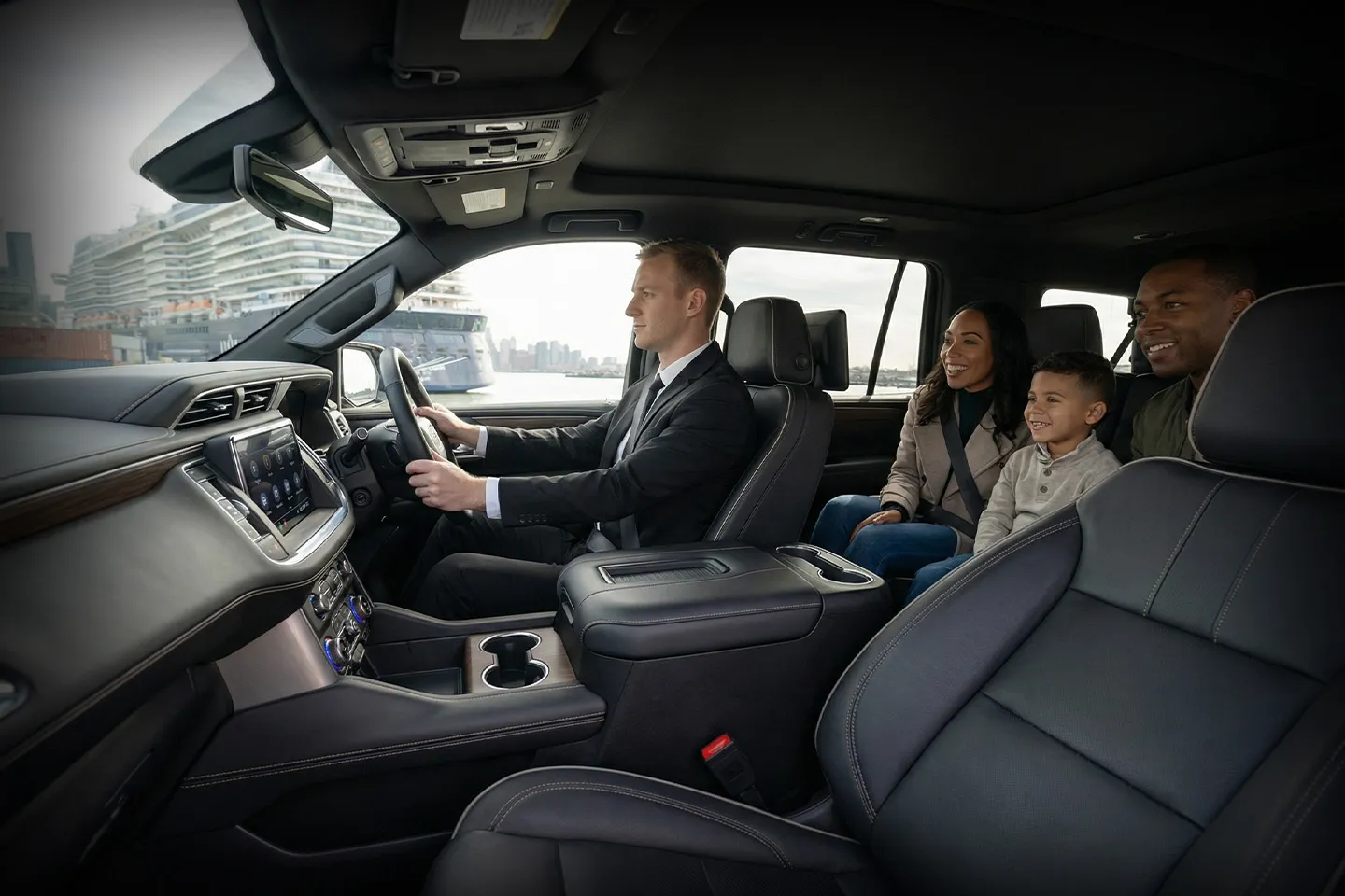 Luxury black car service providing transportation to NYC cruise terminal