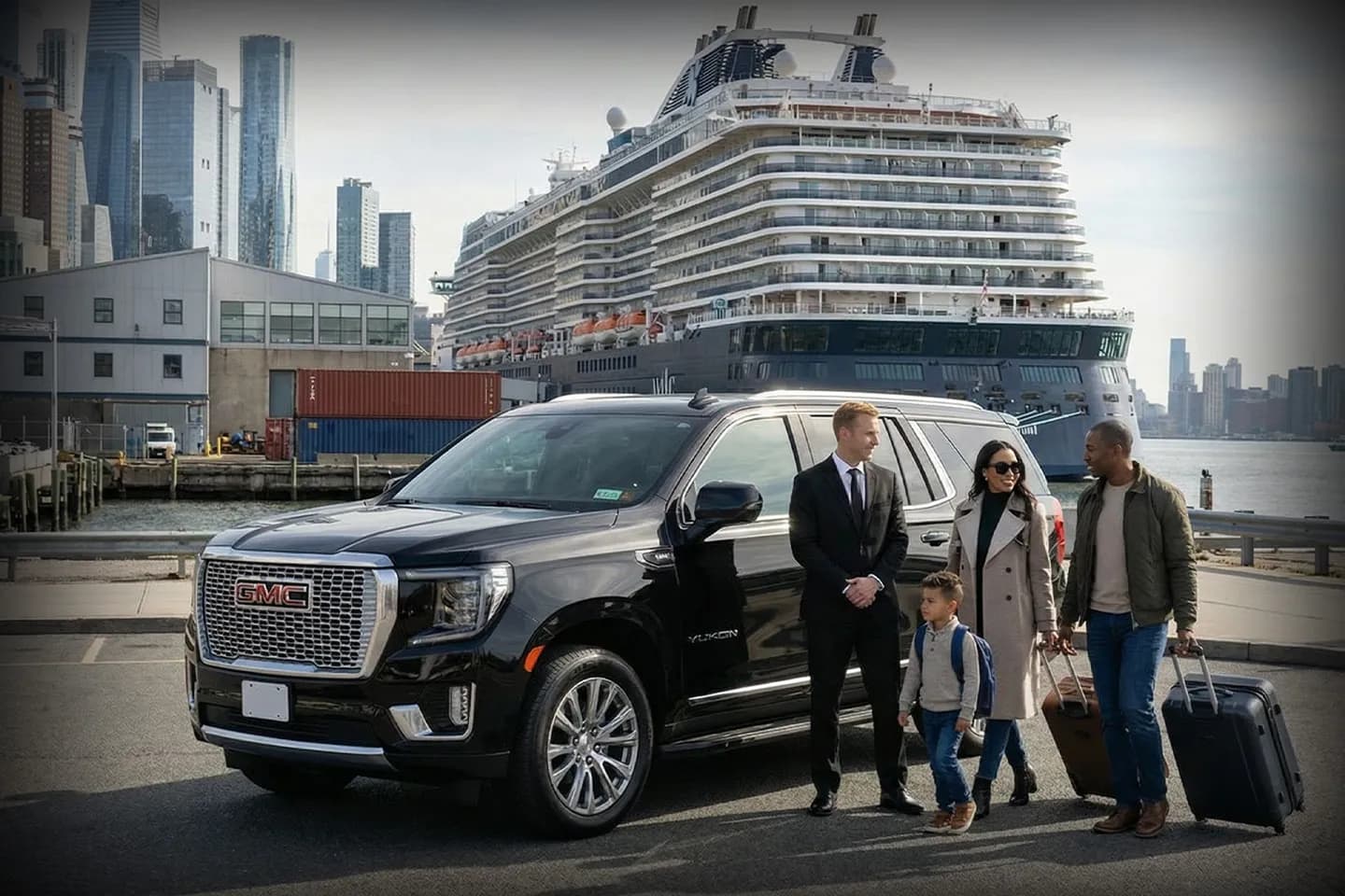 Professional car service to NYC cruise terminal with luxury vehicle and chauffeur
