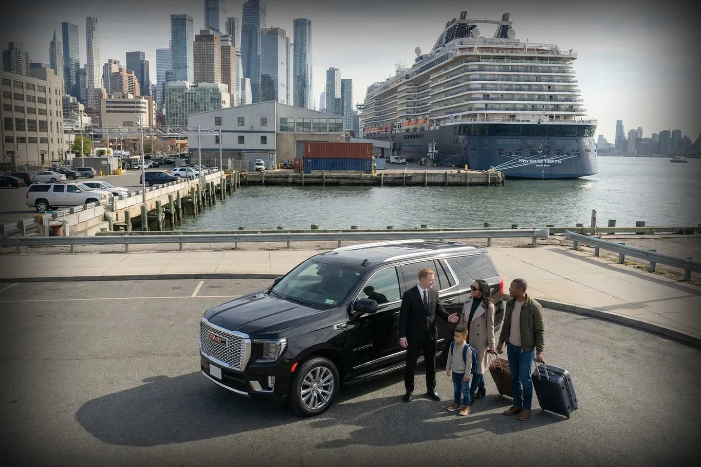 Luxury SUV and shuttle service for group transportation to NYC cruise terminal