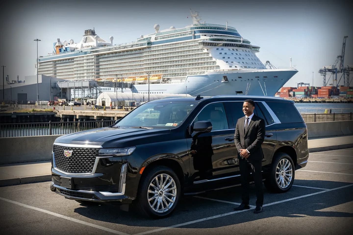 Professional car service to Cape Liberty Cruise Port in New Jersey with luxury vehicle and chauffeur