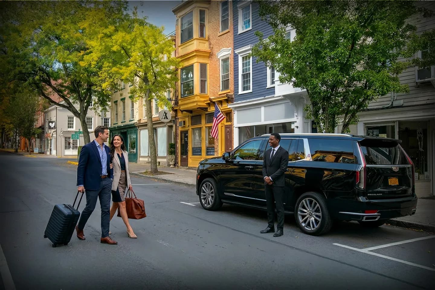 Airport transfer vehicle by Franklin NY Chauffeur Service with luggage assistance and driver