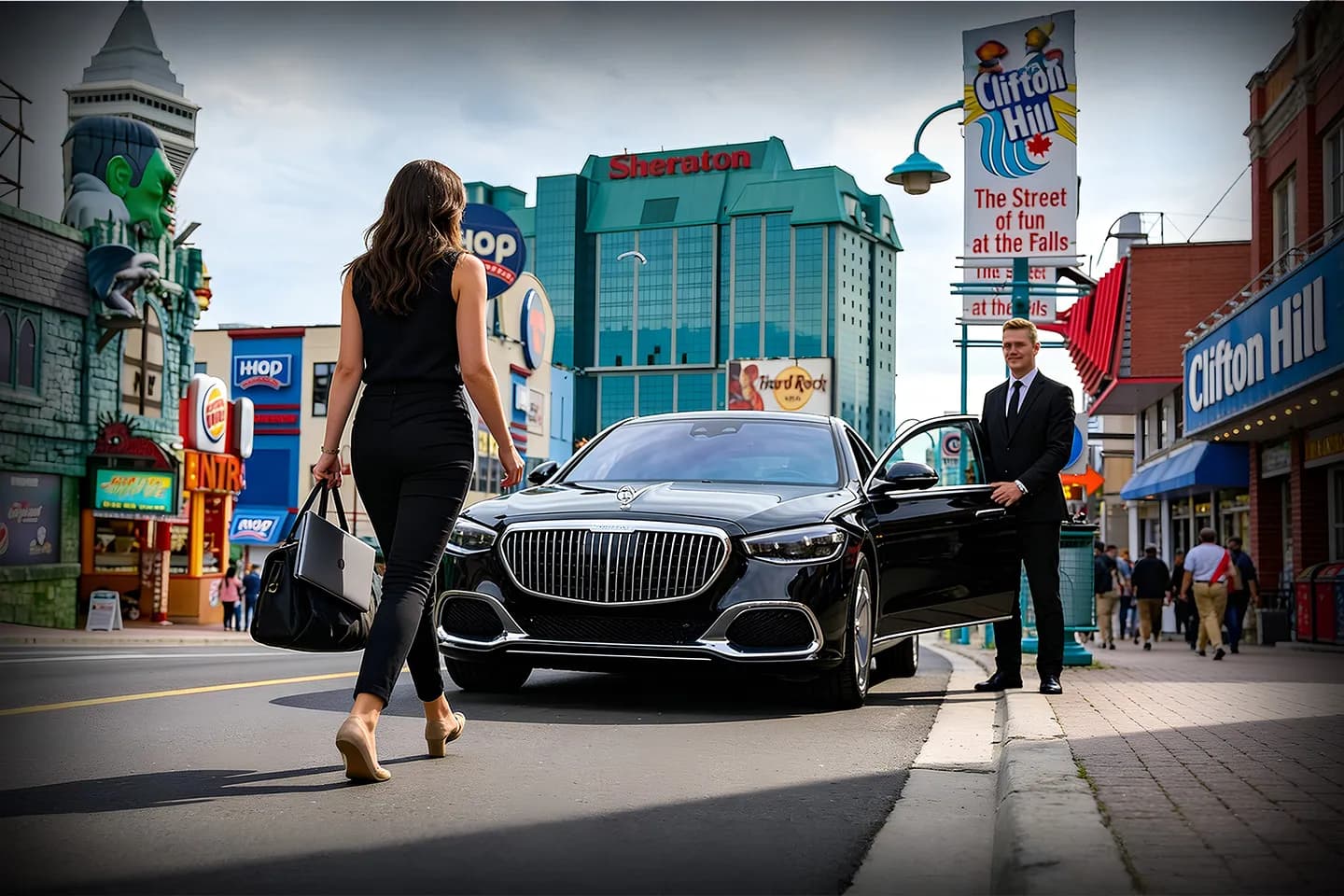 Night city travel with premium car Niagara, NY Chauffeur Service offering reliable transportation across Niagara New York area