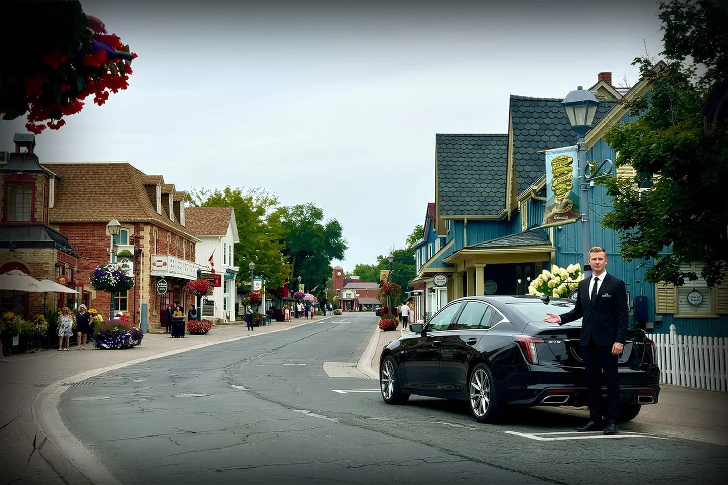 Chauffeur assisting client with luggage in Ontario, NY Chauffeur Service airport pickup scene