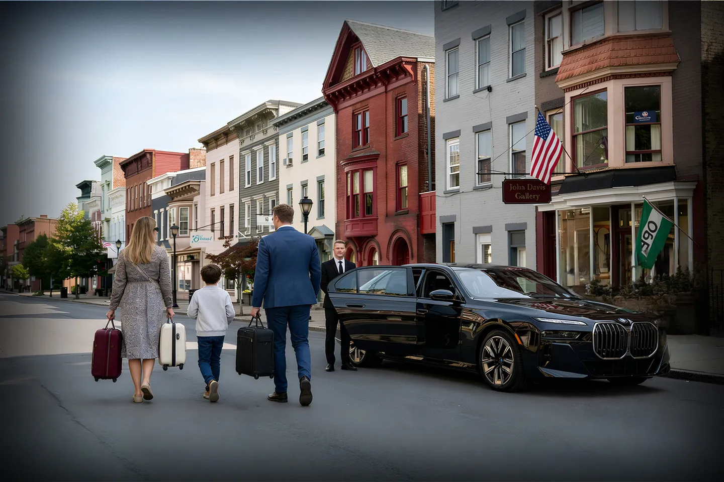 Executive riding in luxury vehicle from Orange NY Chauffeur Service during business travel