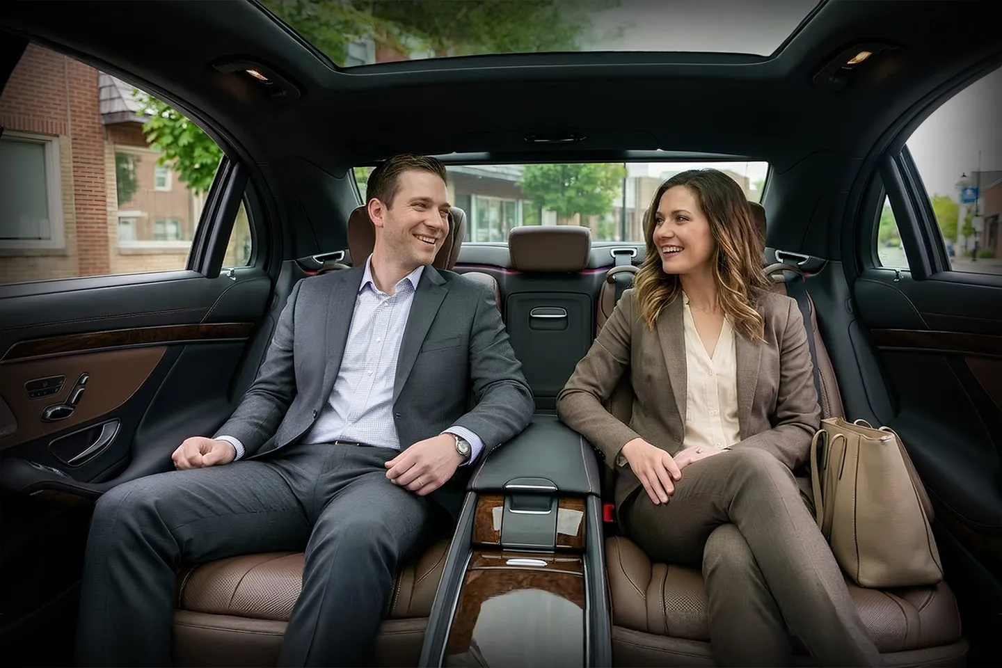 Executive black car interior from Oswego, NY Chauffeur Service showing clean seating and premium comfort