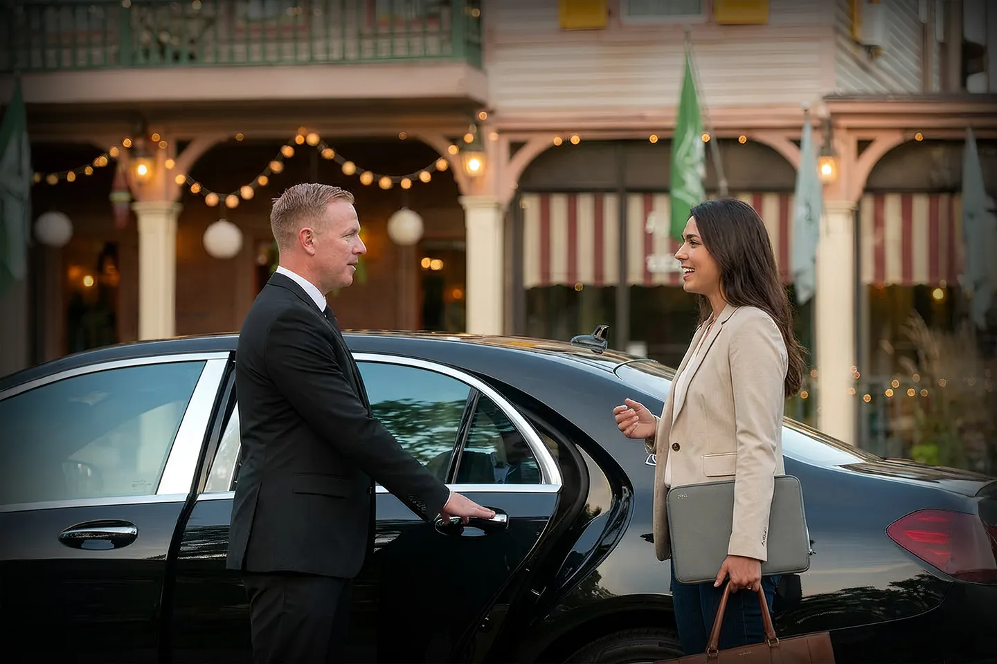 Black SUV from Saratoga, NY Chauffeur Service ready for wedding transportation in Saratoga Springs