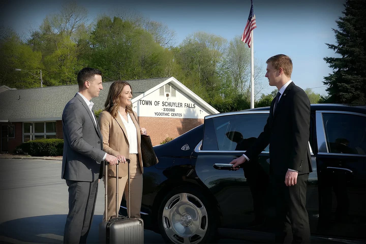 Schuyler NY chauffeur service SUV ready for airport transfer with luggage assistance