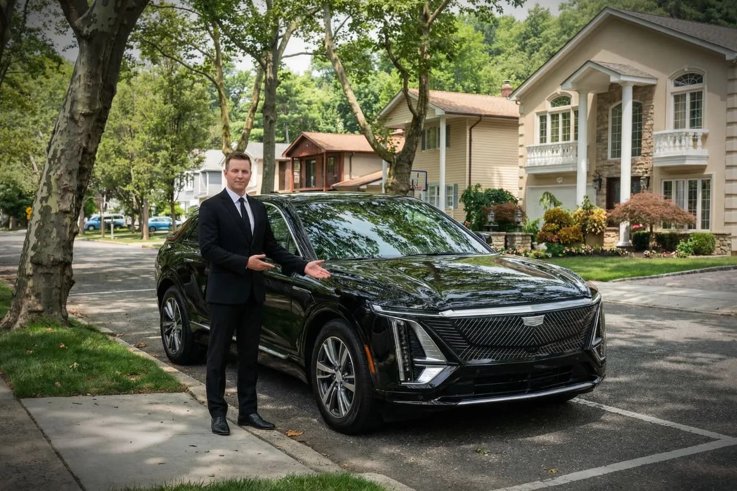 Evening city ride showing Washington NY Chauffeur Service premium transportation vehicle