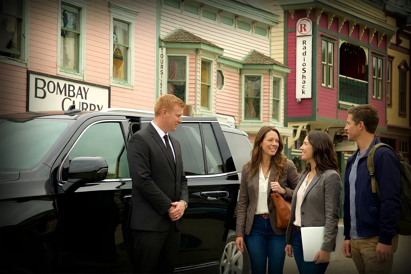 Alaska, AK Car Service black car pickup with courteous driver assisting passenger luggage at airport terminal
