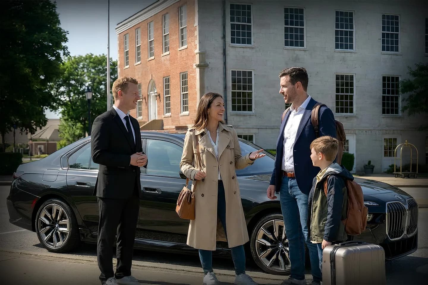 Chauffeur Service in Genesee, NY Luxury black sedan with professional driver offering Genesee, NY Chauffeur Service airport transfers
