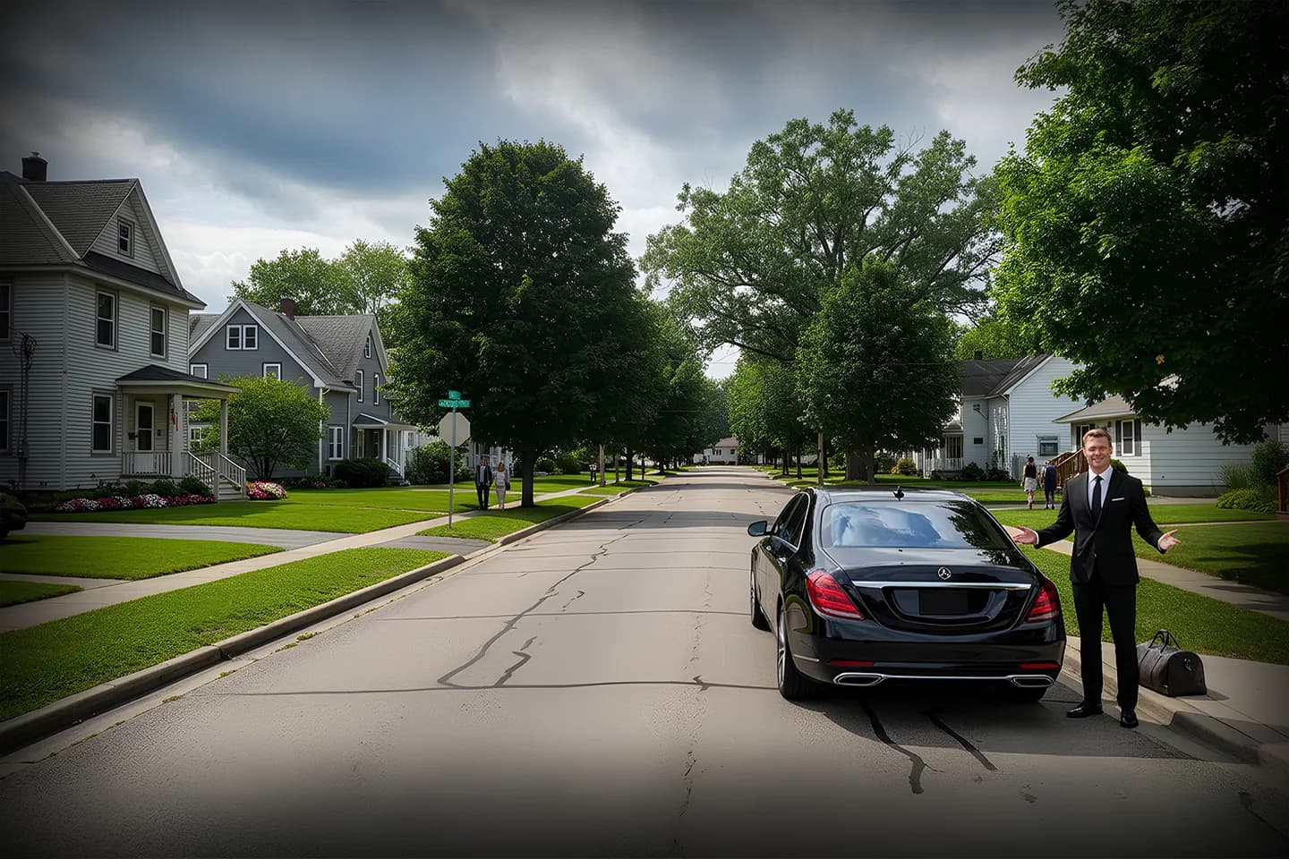 Chauffeur Service in Oneida, NY Professional chauffeur opening door for client in Oneida, NY Chauffeur Service luxury vehicle